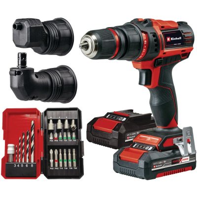 EINHELL Perceuse-visseuse sans fil TE-CD 18/45 + 2 batteries 2,0 Ah + 22 accessoires - couple max. 45 Nm