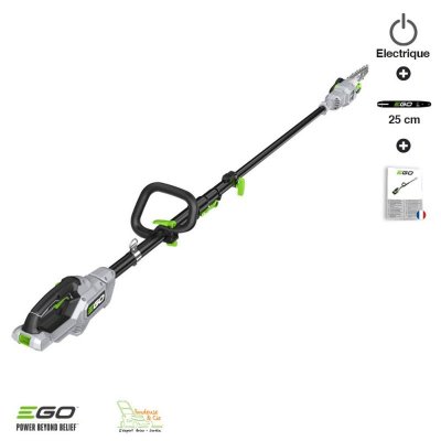 EGO POWER+ Perche &eacute;lagueuse t&eacute;l&eacute;scopique carbone PS1000E &agrave; batterie EgoPower guide Oregon 25 cm