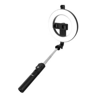 LINQ Perche selfie smartphone ring light tr&eacute;pied d&eacute;clencheur bluetooth  noir 