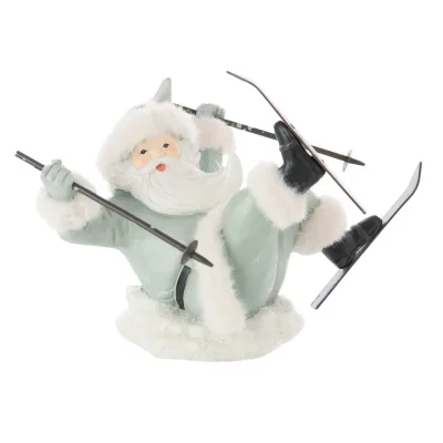 J-LINE P&egrave;re-No&euml;l D&eacute;co ""Chute de Ski"" 23cm Bleu Gris