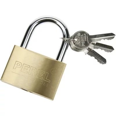 PEREL  Cadenas 30 mm, avec combinaison &agrave; 4 chiffres et 3 cl&eacute;s, l&eacute;ger et solide