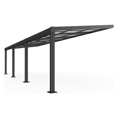 VENTE UNIQUE Pergola adoss&eacute;e polycarbonate gris anthracite