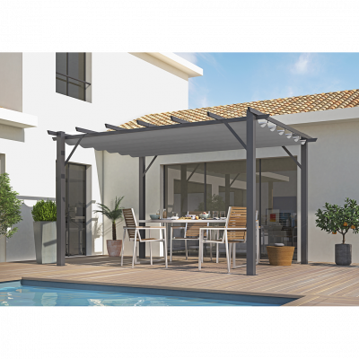 HABRITA Pergola autoportante manuelle aluminium  PER4030GG gris 4 x 3 m