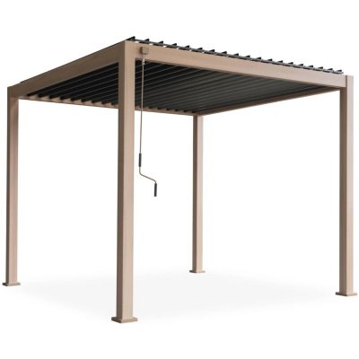 SWEEEK Pergola bioclimatique aluminium coloris bois Triomphe 3x3 m lames orientables 
