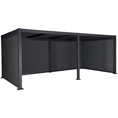 SWEEEK Pergola bioclimatique aluminium et acier 3x6m lames orientables + 4 stores 3m palace anthracite 