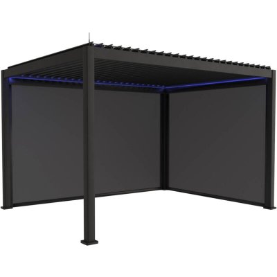 SWEEEK Pergola bioclimatique aluminium motoris&eacute;e 4x3m led, store 3m, store 4m