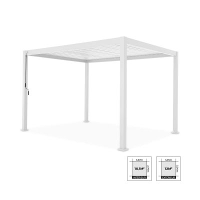 SWEEEK Pergola bioclimatique blanche en aluminium &agrave; lames 3m sur 4m