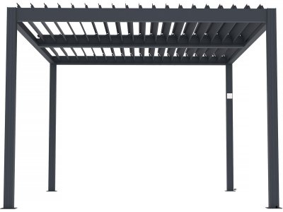 HABITAT ET JARDIN Pergola bioclimatique &eacute;lectrique avec led ""Windsor"" en aluminium 3 x 4 - Gris 