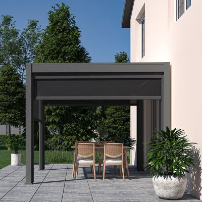 CHALET & JARDIN Pergola bioclimatique Ombr&eacute;a autoportante 3x3M - Anthracite - S1
