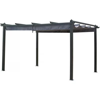 HABITAT ET JARDIN Pergola en aluminium avec toit r&eacute;tractable - 3 x 4 m - Gris anthracite 