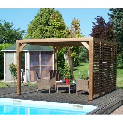 HABRITA Pergola en bois trait&eacute; tr&egrave;s haute temp&eacute;rature 10,67m&sup2; - 