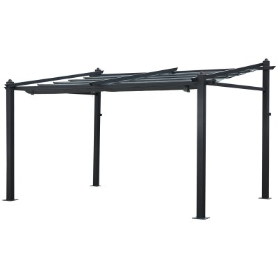 HAPPY GARDEN Pergola murale 3 &times; 4m FR&Eacute;JUS grise - structure aluminium