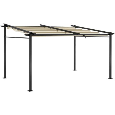 OUTSUNNY Pergola r&eacute;tractable 3,97L x 2,95l x 2,3H m alu. acier polyester beige