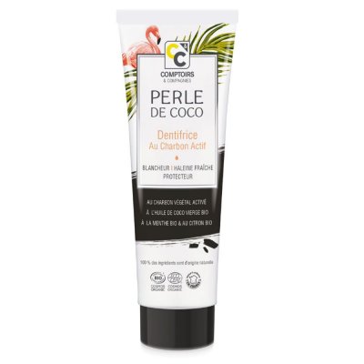 COMPTOIRS ET COMPAGNIES Perle de coco Dentifrice au charbon v&eacute;g&eacute;tal actif 