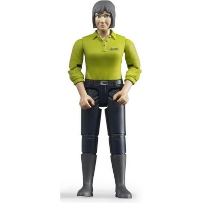 BRUDER Personnage Femme avec chemise verte et pantalon Bleu fonc&eacute; Ech:1/16 - BRU60405 