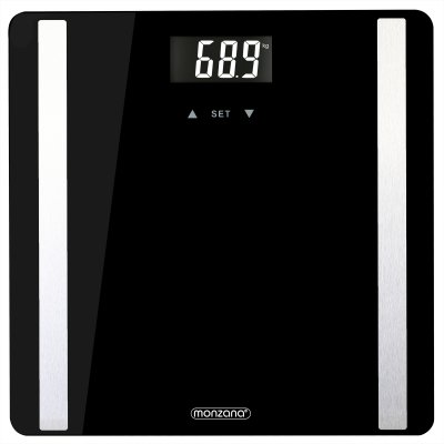 DEUBA P&egrave;se personne imp&eacute;dancem&egrave;tre balance digitale noir 180kg &eacute;cran LCD 8 fonctions 