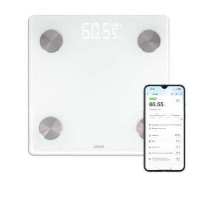 LIVOO P&egrave;se-personne imp&eacute;dancem&egrave;tre  DOM528W 17 indicateurs 180 kg 8 profils Blanc - Neuf