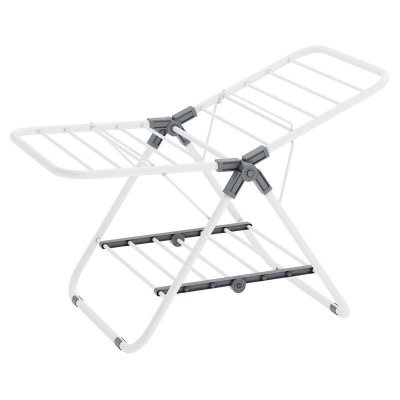 SONGMICS Petit &eacute;tendoir &agrave; linge s&eacute;choir pliable &agrave; 2 niveaux blanc nuage