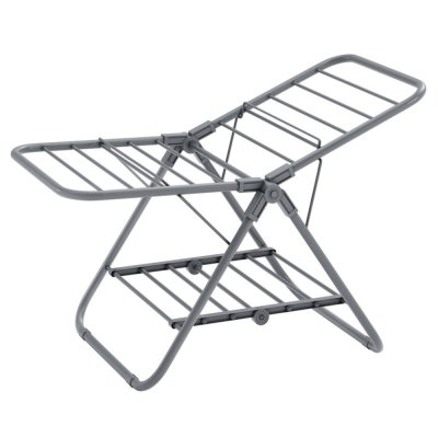 Petit &eacute;tendoir &agrave; linge s&eacute;choir pliable &agrave; 2 niveaux gris tourterelle