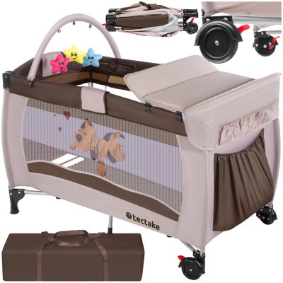TECTAKE Petit lit parapluie, parc enfant, lit d&acute;appoint - marron