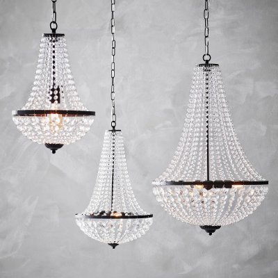 MARKSLOJD Petit lustre baroque avec pampilles en verre et m&eacute;tal noir GRANSO