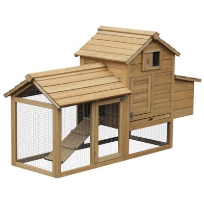PAWHUT Petit poulailler cottage multi-&eacute;quipement bois de pin