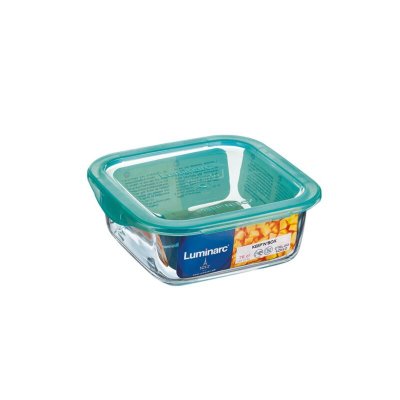 LUMINARC Petite boite de conservation carr&eacute;e + couvercle lagoon 38cl