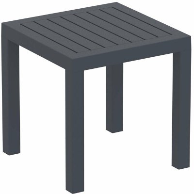 DECOSHOP26 Petite table de jardin en plastique gris fonc&eacute; r&eacute;sistante aux intemp&eacute;ries 45x45x45 cm MDJ10202