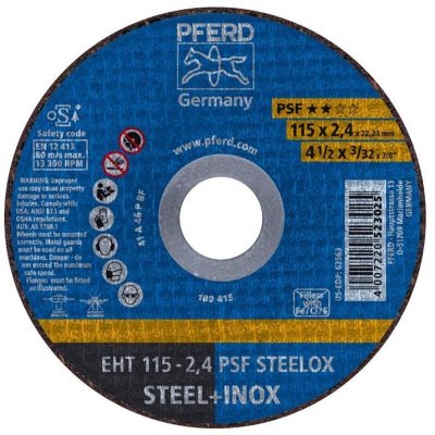 PFERD  EHT1152,4A46PPSFINOX Disque &agrave; tron&ccedil;onner A46PPSF-I, Multicolore, 115 x 2,4 mm