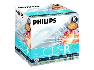 PHILIPS  - 10 x CD-R - 700 Mo (80 min) 52x - surface imprimable - bo&icirc;tier CD