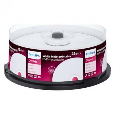 PHILIPS  25 Dvd+r 8.5gb Dl 8x Iw Sp Multicolore