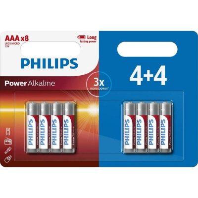 PHILIPS  4+4 Piles Alcalines AAA / LR03  Power Alkaline