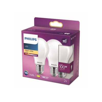 PHILIPS  ampoule LED E27 10,5&nbsp;W 2&nbsp;700&nbsp;K opale x2