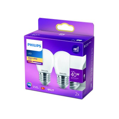 PHILIPS  ampoule LED E27 P45 4,3&nbsp;W 2&nbsp;700&nbsp;K opale x2