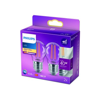 PHILIPS  ampoule LED E27 P45 4,3&nbsp;W fil 2&nbsp;700&nbsp;K x2
