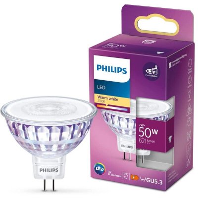 PHILIPS  ampoule LED Spot GU5.3 50W Blanc Chaud, Verre