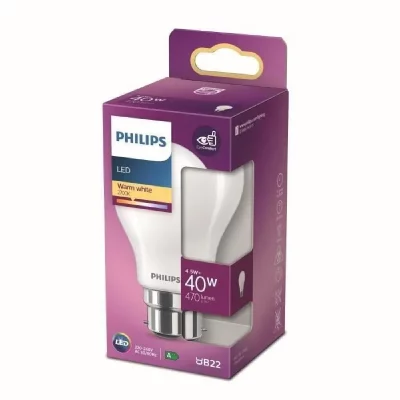 PHILIPS  ampoule LED Standard B22 40W Blanc Chaud D&eacute;polie, Verre
