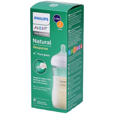 AVENT Philips  Natural Response Baby Bottle 240 Ml Glass Clair