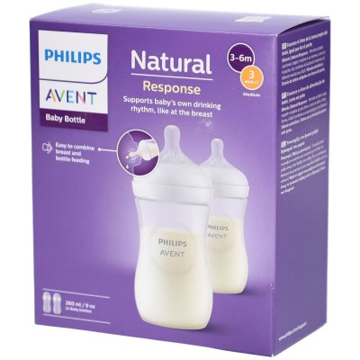 AVENT Philips  Natural Response Baby Bottle 260ml Double Pack Clair