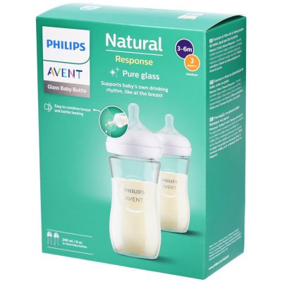 AVENT Philips  Natural Response Pack Biberon Verre 240ml 2 Unit&eacute;s