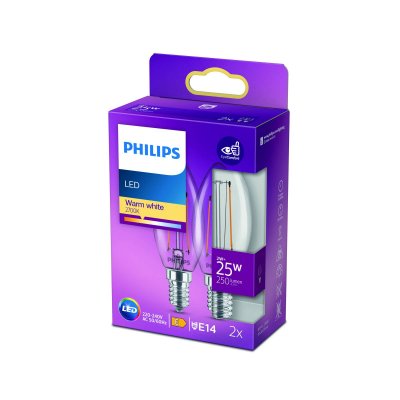 PHILIPS  bougie LED Filament E14 2&nbsp;W 2&nbsp;700&nbsp;K x2