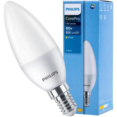 PHILIPS  Corepro LEDcandle E14 D&eacute;polie 7W 806lm - 827 - Remplacement 60W