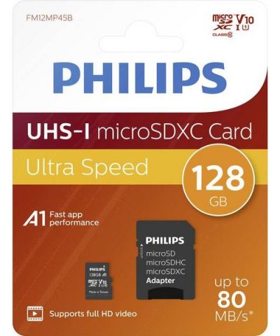 PHILIPS  FM12MP45B - Carte m&eacute;moire flash - 128 Go - UHS Class 1 / Class10 - SDXC 
