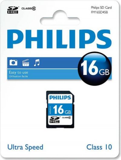 PHILIPS  FM16SD45B - Carte m&eacute;moire flash - 16 Go - Class 10 - SDHC