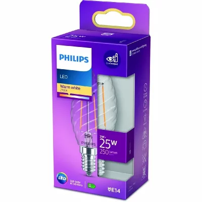 PHILIPS  LED Classic 25W Flamme Torsad&eacute;e E14 Blanc Chaud Non Dimmable