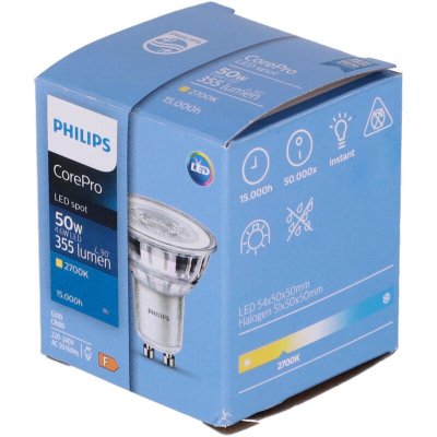 PHILIPS  LED Spot GU10 4,6W (remplace 50W) 50mm D&eacute;polie