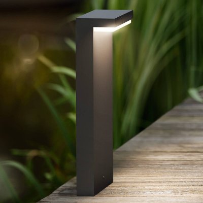 PHILIPS  luminaire ext&eacute;rieur LED borne Bustan gris lumi&egrave;re blanc chaud
