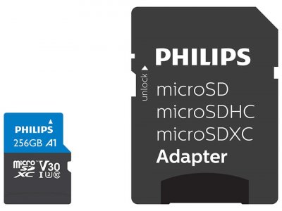 PHILIPS  microsdxc card 256gb class 10 uhs-i u3 + adaptateur DFX-512570