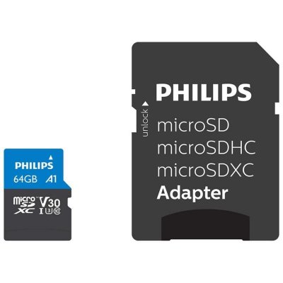 PHILIPS  microsdxc card 64gb class 10 uhs-i u3 + adaptateur DFX-512556