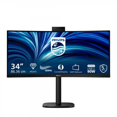 PHILIPS  Monitor PC 34B2U3600CH 34 Pollici UWQHD Webcam KVM USB-C Nero